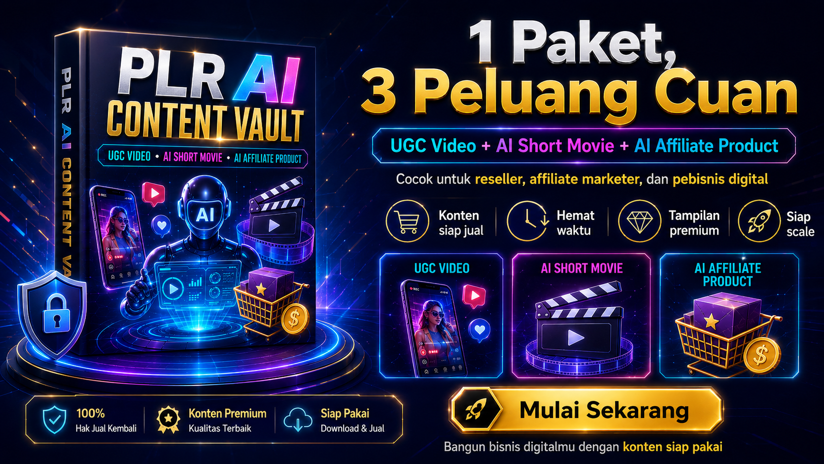 Seluruh Paket PLR AI Content Vault